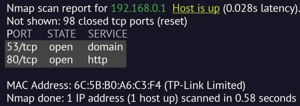 Nmap Fast Scan