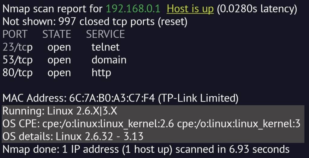 Nmap Router OS Scan