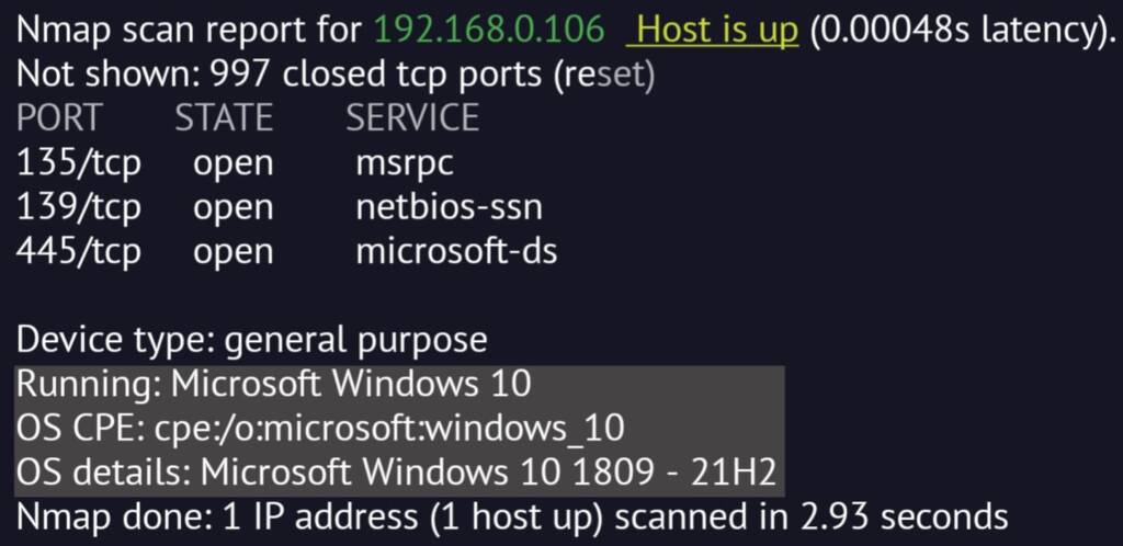 Nmap Windows OS Scan