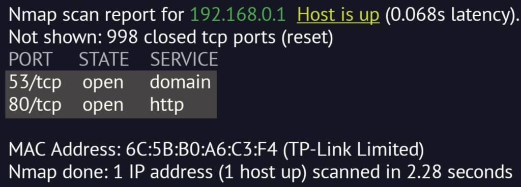 Nmap Open Port Scan